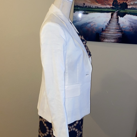 LINEN Blend Banana Republic Blazer Suit Jacket Sport Coat Stretch Cream White 4 - Picture 10 of 16